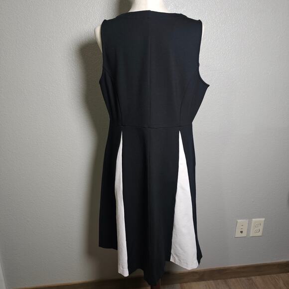 J Jill Siriano Collab Black & White Fit Flare Tank Dress Viscose Rayon Spdx L - Picture 3 of 10